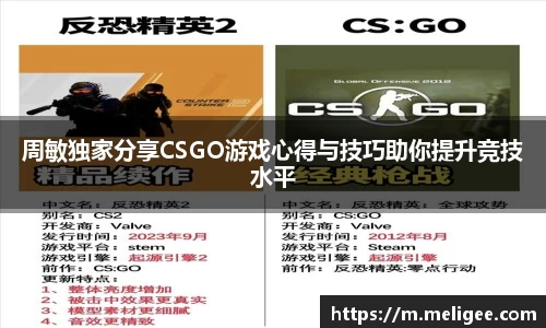 周敏独家分享CSGO游戏心得与技巧助你提升竞技水平