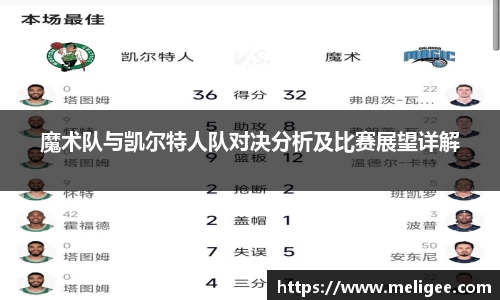 魔术队与凯尔特人队对决分析及比赛展望详解